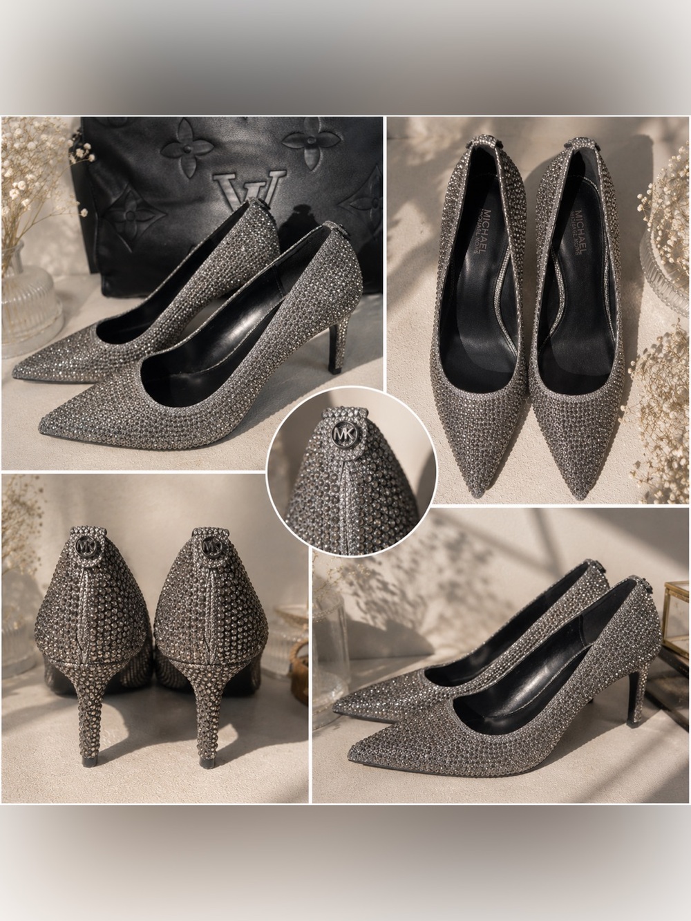 Michael Kors Silver Crystal Pointed Toe Heels
